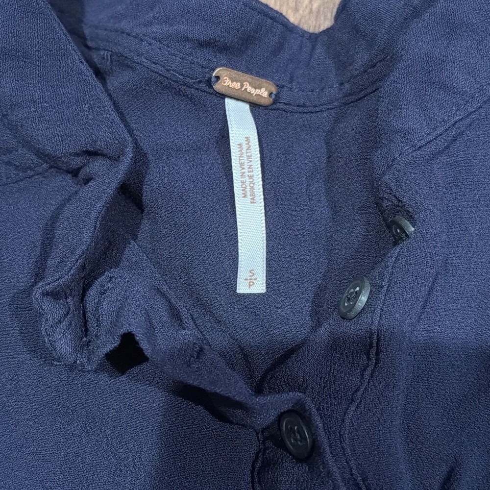 Intimately Free People FP Soo Dramatic Bell Sleeve Knit V-Neck Top Blue Small - Picture 2 of 3